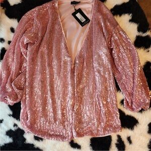 NWT Pretty Little Things Barbie Pink sequin top - size UK 10, US 6 - fits L